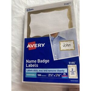 Avery Dennison Ave-5146 Name Badge Label - 2.34" W X 3.37" L 100 Badges     3732